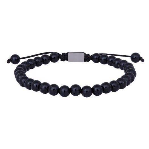 Son of Noa armbånd fra Nordahl Andersen med blanke sorte onyxperler og justerbar længde 19–25 cm.